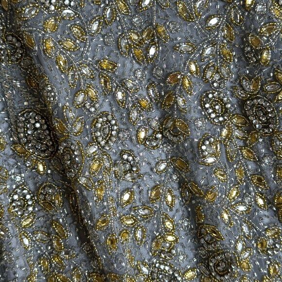 Mac Duggal 5308 Elegant platinum long-sleeved evening gown adorned beading 14 - Picture 8 of 14